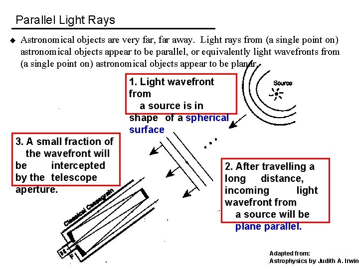 Parallel Light Rays u Astronomical objects are very far, far away. Light rays from