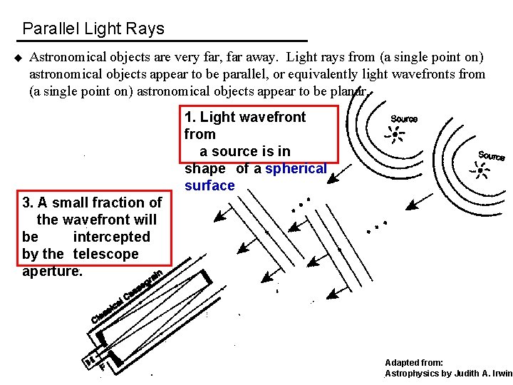 Parallel Light Rays u Astronomical objects are very far, far away. Light rays from