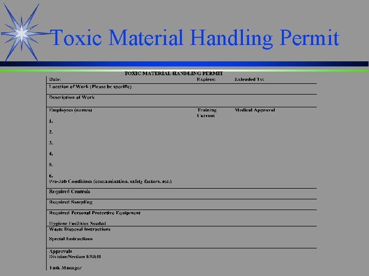 Toxic Material Handling Permit 