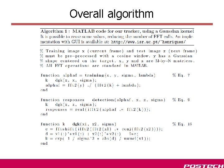 Overall algorithm 