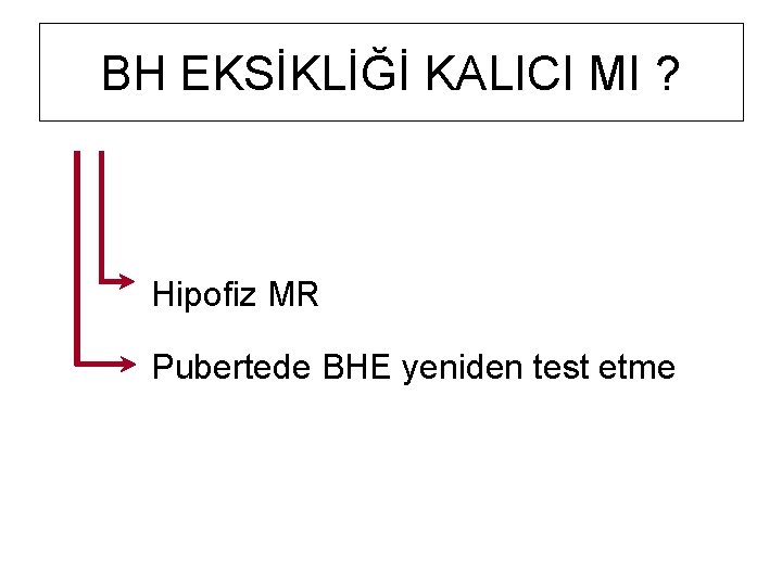 BH EKSİKLİĞİ KALICI MI ? Hipofiz MR Pubertede BHE yeniden test etme 