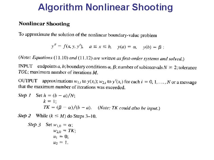 Algorithm Nonlinear Shooting 