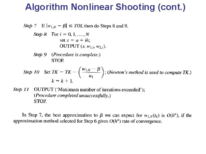 Algorithm Nonlinear Shooting (cont. ) 