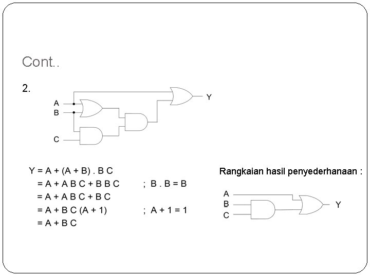 Cont. . 2. Rangkaian hasil penyederhanaan : 