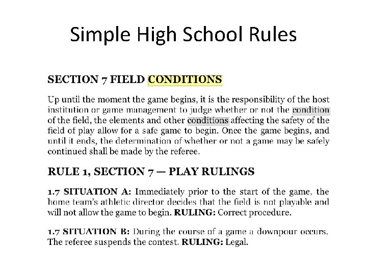 Simple High School Rules 