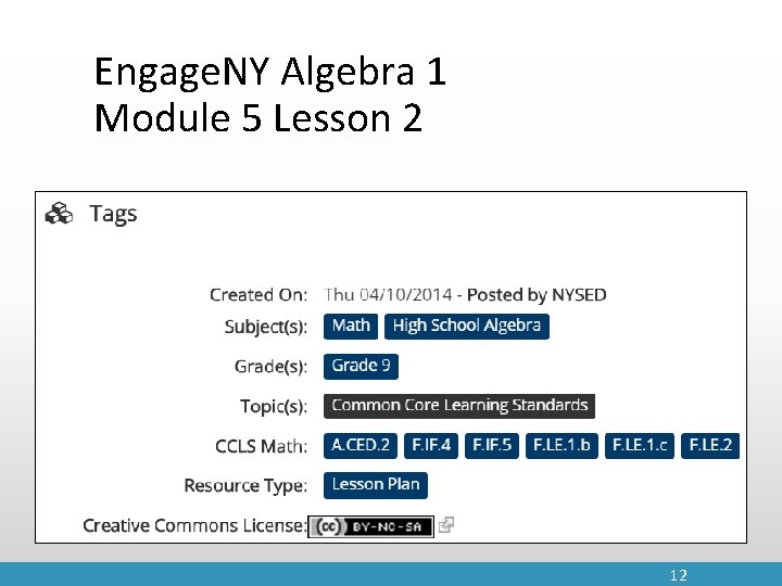 Engage. NY Algebra 1 Module 5 Lesson 2 12 