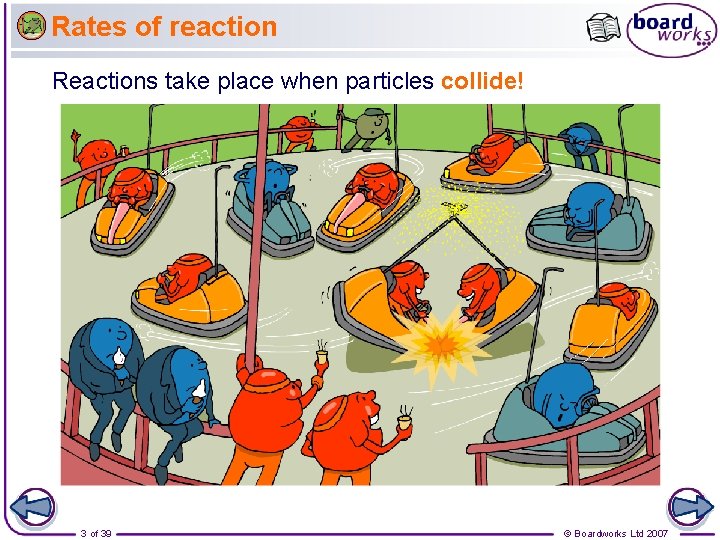 Rates of reaction Reactions take place when particles collide! 3 of 39 © Boardworks
