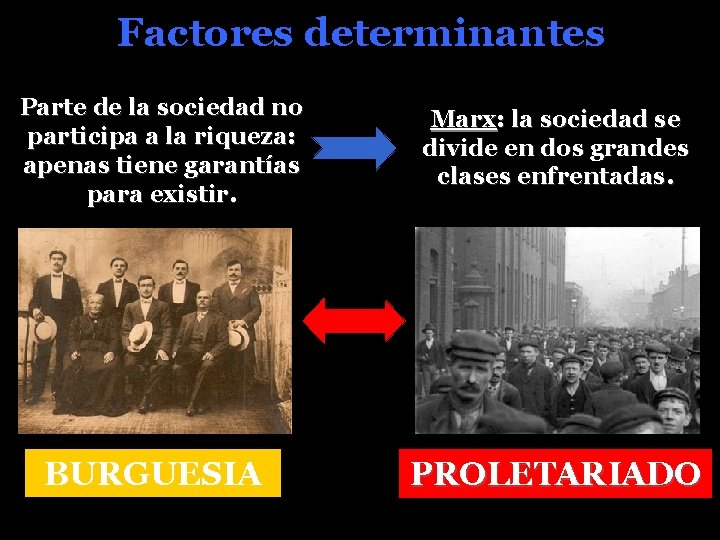 Factores determinantes Parte de la sociedad no participa a la riqueza: apenas tiene garantías