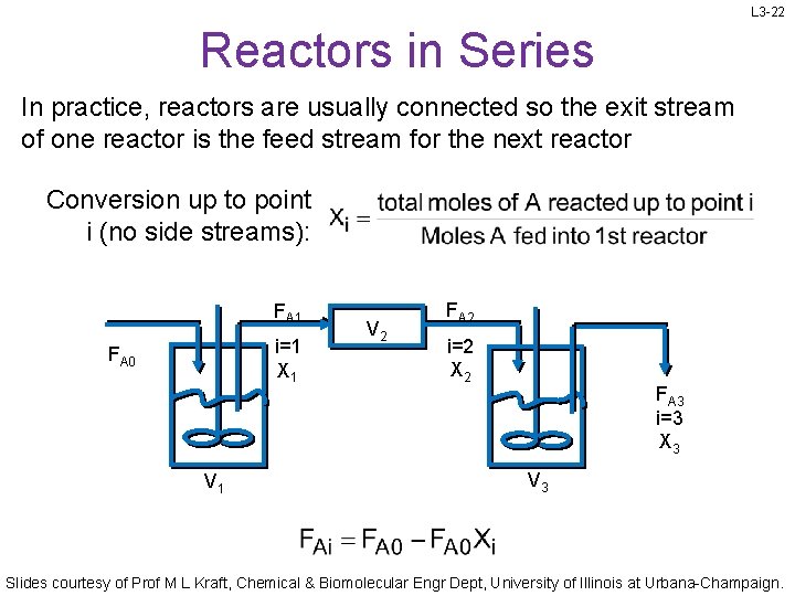 L 3 -22 Reactors in Series In practice, reactors are usually connected so the