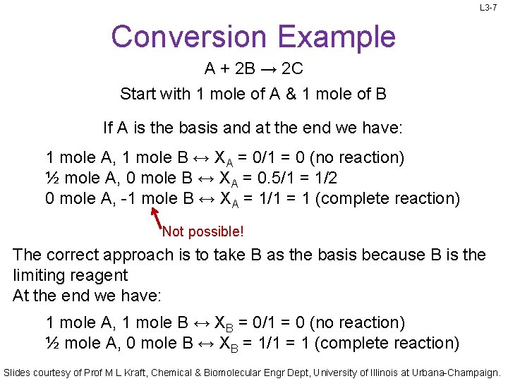 L 3 -7 Conversion Example A + 2 B → 2 C Start with