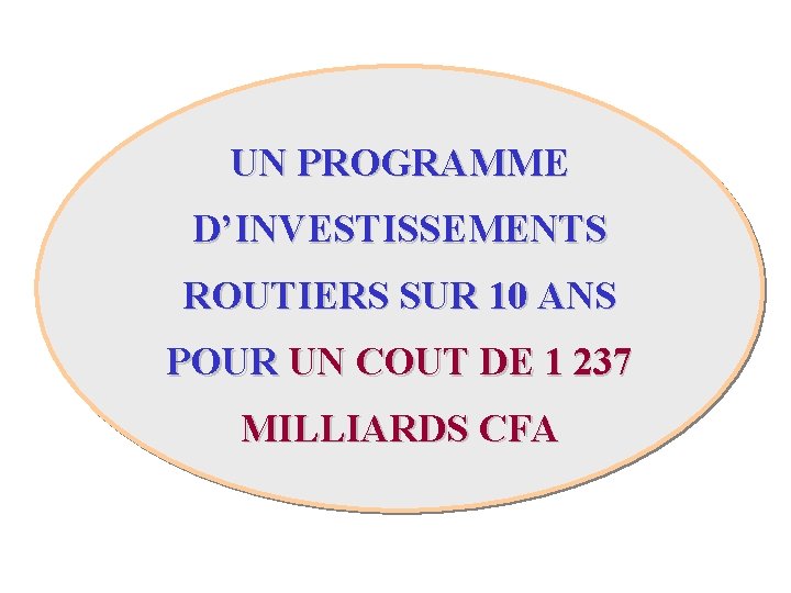 UN PROGRAMME D’INVESTISSEMENTS ROUTIERS SUR 10 ANS POUR UN COUT DE 1 237 MILLIARDS