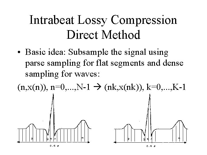 Intrabeat Lossy Compression Direct Method • Basic idea: Subsample the signal using parse sampling