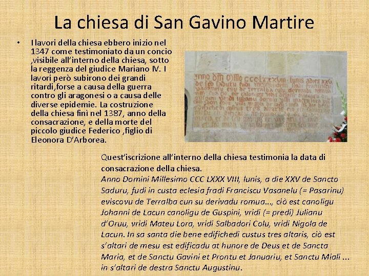 La chiesa di San Gavino Martire • I lavori della chiesa ebbero inizio nel
