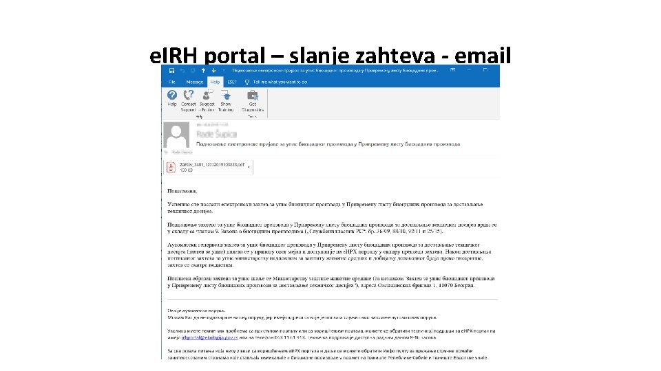 e. IRH portal – slanje zahteva - email 