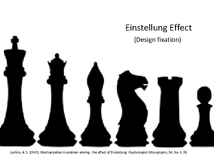 Einstellung Effect (Design fixation) Luchins, A. S. (1942). Mechanization in problem solving - the