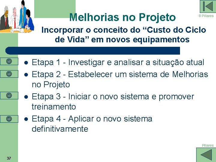 Melhorias no Projeto 8 Pilares Incorporar o conceito do “Custo do Ciclo de Vida”