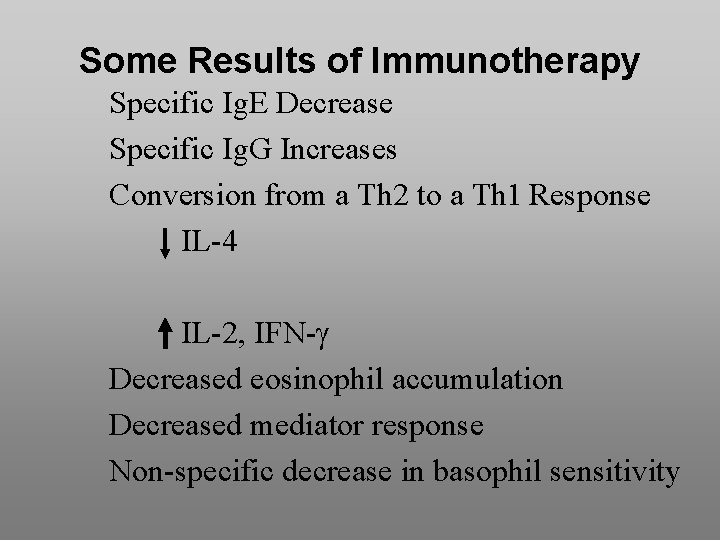 Some Results of Immunotherapy Specific Ig. E Decrease Specific Ig. G Increases Conversion from