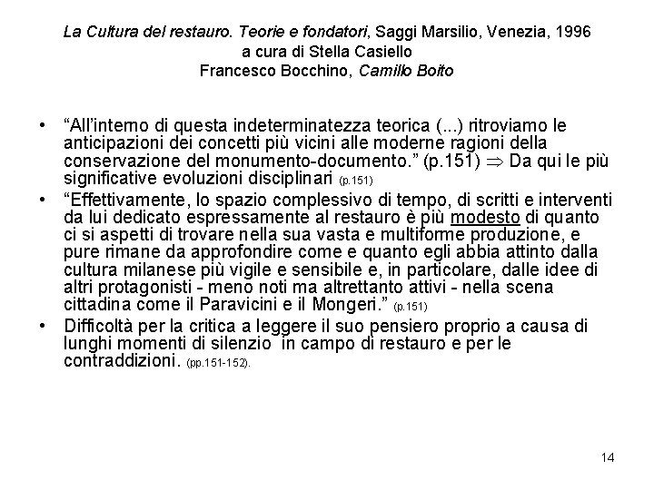 La Cultura del restauro. Teorie e fondatori, Saggi Marsilio, Venezia, 1996 a cura di