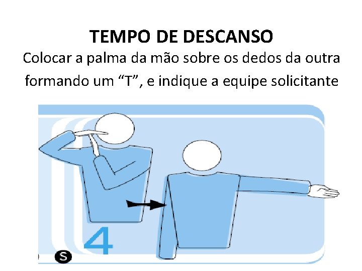 TEMPO DE DESCANSO Colocar a palma da mão sobre os dedos da outra formando