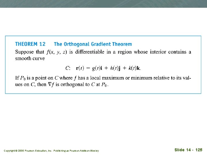 Copyright © 2005 Pearson Education, Inc. Publishing as Pearson Addison-Wesley Slide 14 - 125