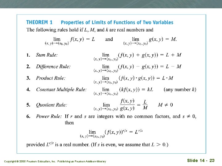 Copyright © 2005 Pearson Education, Inc. Publishing as Pearson Addison-Wesley Slide 14 - 23