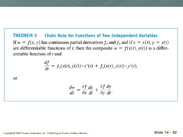 Copyright © 2005 Pearson Education, Inc. Publishing as Pearson Addison-Wesley Slide 14 - 52