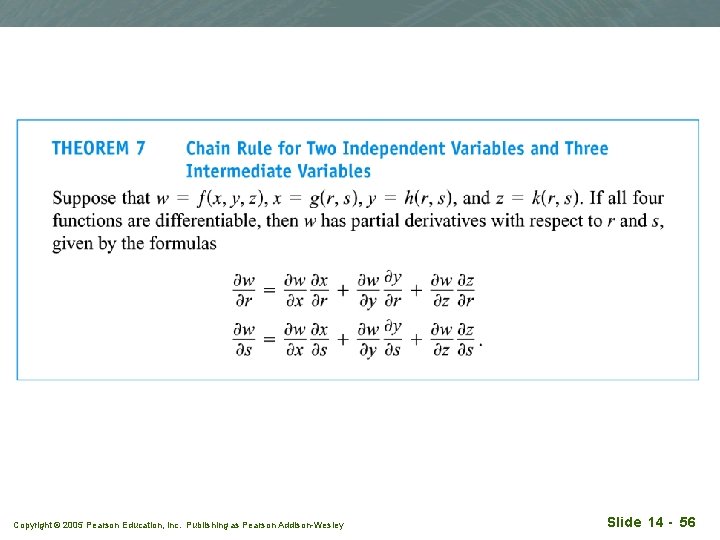 Copyright © 2005 Pearson Education, Inc. Publishing as Pearson Addison-Wesley Slide 14 - 56