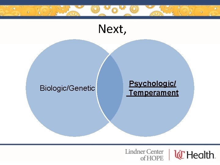 Next, Biologic/Genetic Psychologic/ Temperament 
