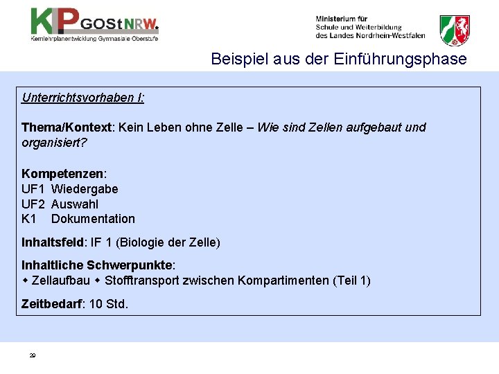 Beispiel aus der Einführungsphase Unterrichtsvorhaben I: Thema/Kontext: Kein Leben ohne Zelle – Wie sind Beispiel aus der Einführungsphase Unterrichtsvorhaben I: Thema/Kontext: Kein Leben ohne Zelle – Wie sind