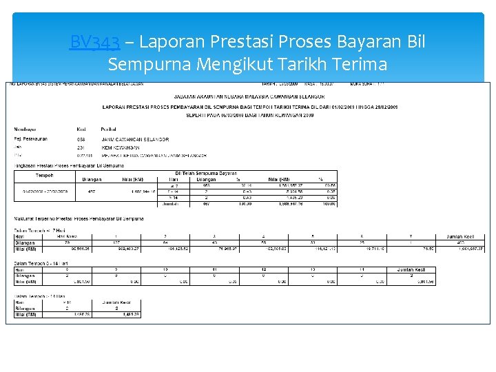 BV 343 – Laporan Prestasi Proses Bayaran Bil Sempurna Mengikut Tarikh Terima 