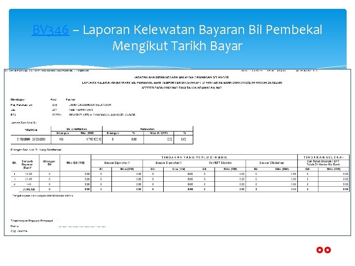 BV 346 – Laporan Kelewatan Bayaran Bil Pembekal Mengikut Tarikh Bayar 