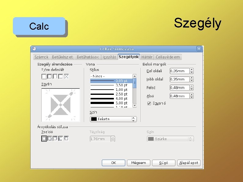 Calc Szegély 