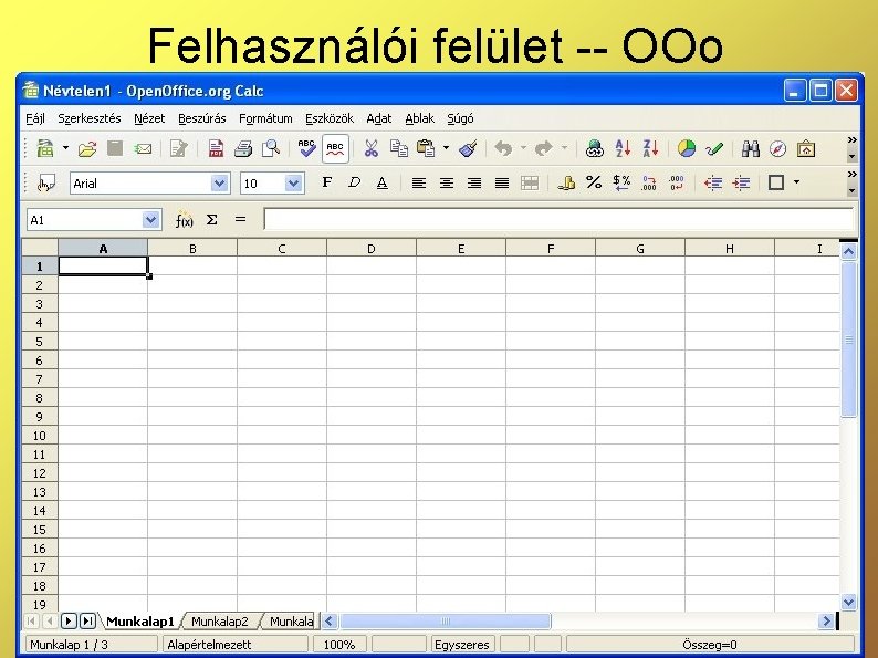 Felhasználói felület -- OOo 