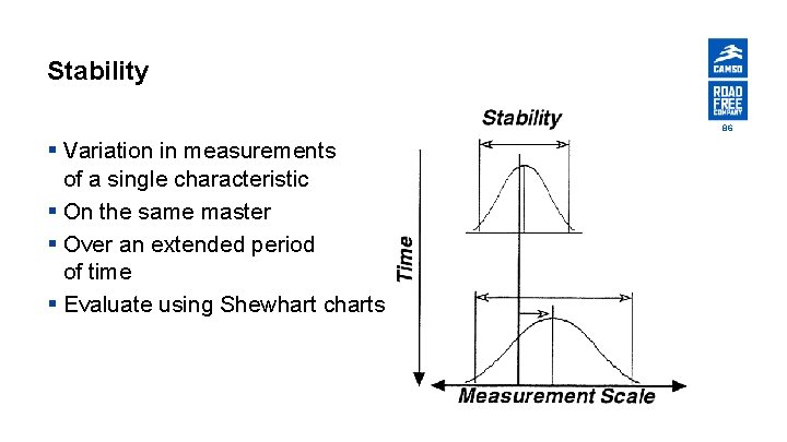 Stability 86 § Variation in measurements of a single characteristic § On the same