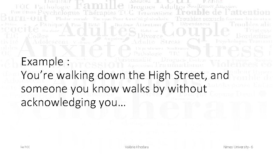 Example : You’re walking down the High Street, and someone you know walks by