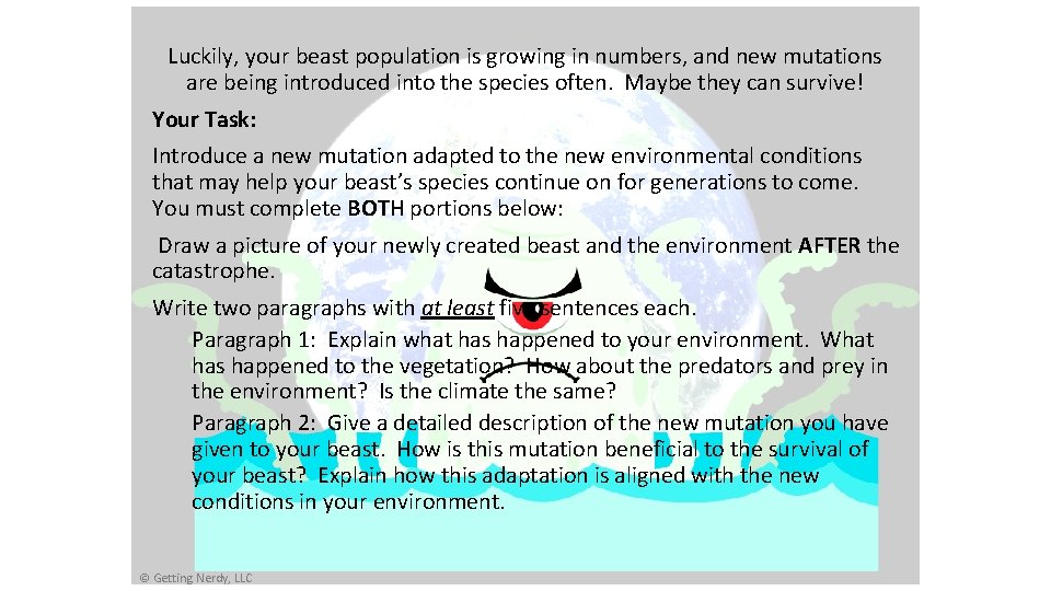 Luckily, your beast population is growing in numbers, and new mutations are being introduced