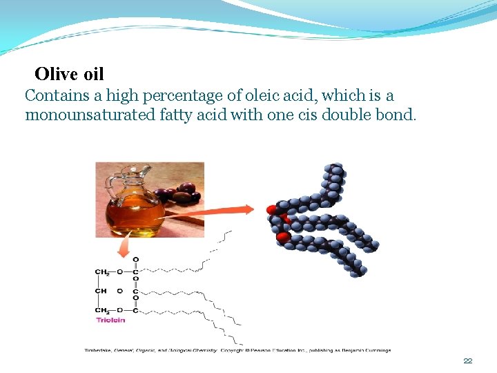 Olive oil Contains a high percentage of oleic acid, which is a monounsaturated