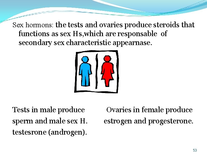 Sex hormons: the tests and ovaries produce steroids that functions as sex Hs, which