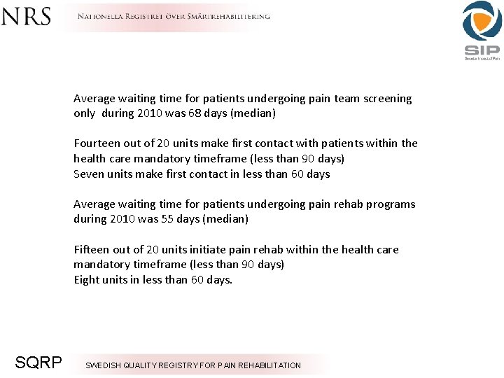 Average waiting time for patients undergoing pain team screening only during 2010 was 68