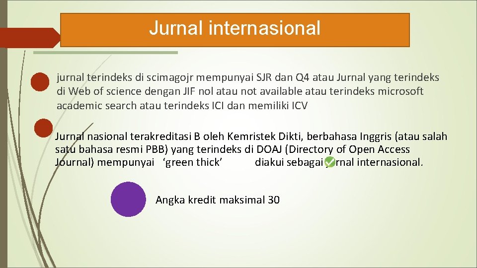 Jurnal internasional jurnal terindeks di scimagojr mempunyai SJR dan Q 4 atau Jurnal yang