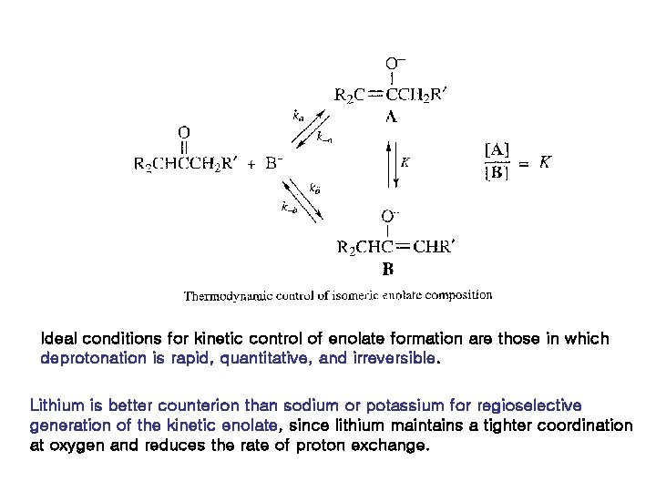 Ideal conditions for kinetic control of enolate formation are those in which deprotonation is Ideal conditions for kinetic control of enolate formation are those in which deprotonation is