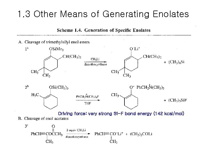 1. 3 Other Means of Generating Enolates Driving force: very strong Si-F bond energy 1. 3 Other Means of Generating Enolates Driving force: very strong Si-F bond energy