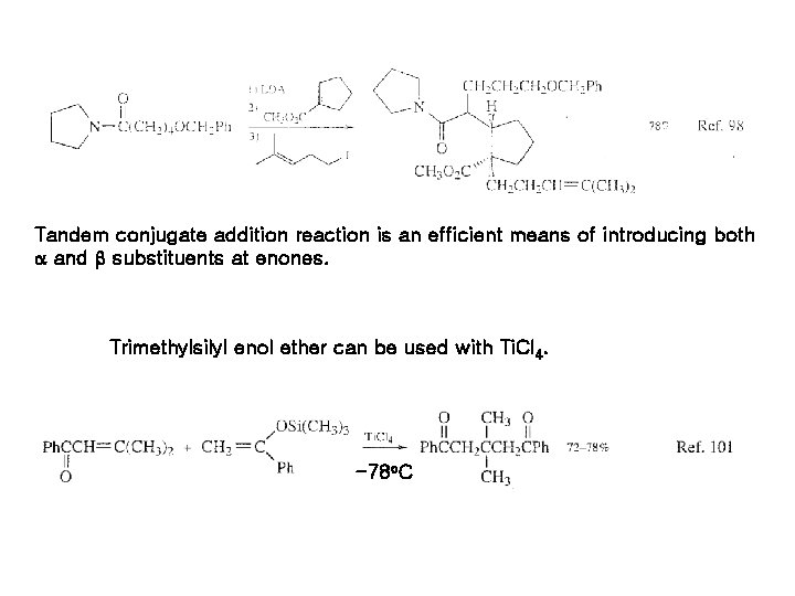 Tandem conjugate addition reaction is an efficient means of introducing both a and b Tandem conjugate addition reaction is an efficient means of introducing both a and b