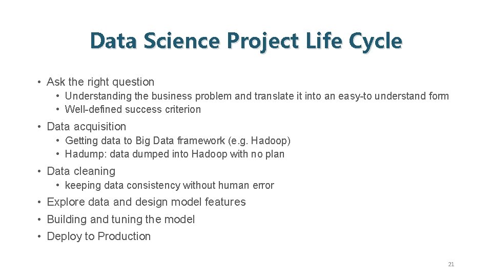 Data Science Project Life Cycle • Ask the right question • Understanding the business
