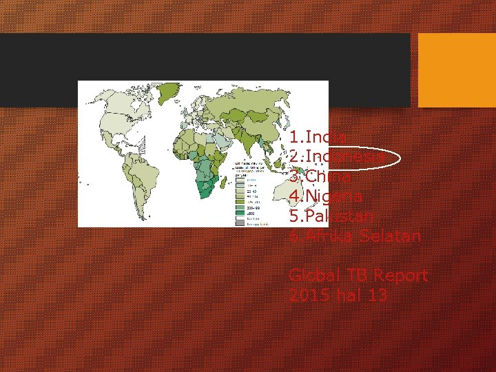 1. India 2. Indonesia 3. China 4. Nigeria 5. Pakistan 6. Afrika Selatan Global