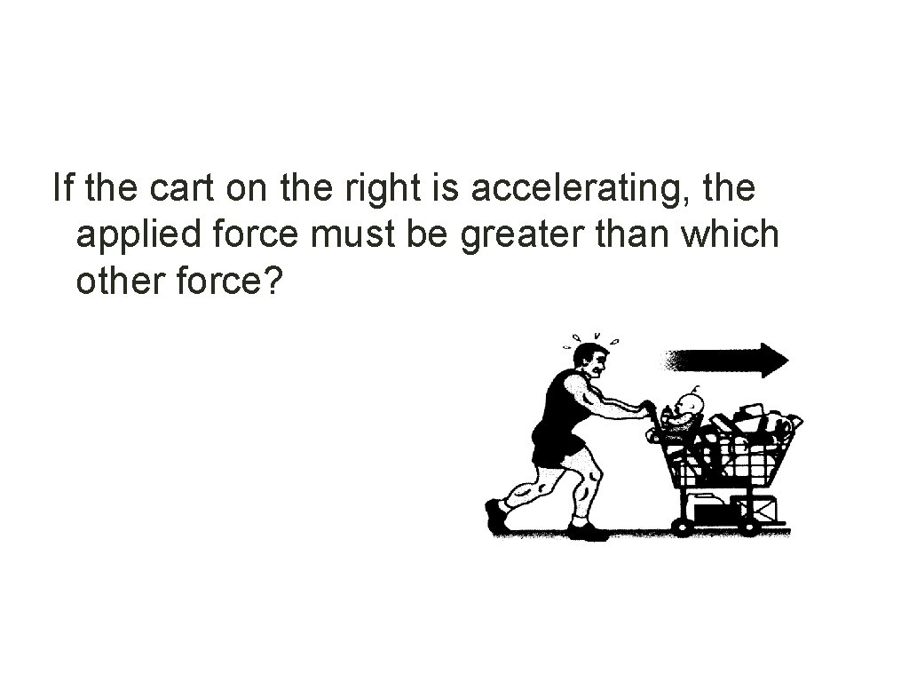 If the cart on the right is accelerating, the applied force must be greater