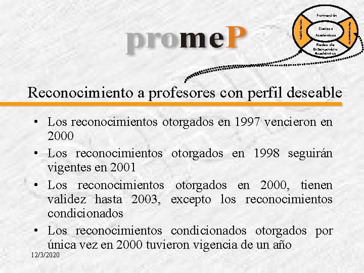 Cuerpos Académicos Redes de Intercambio Académico Reconocimiento a profesores con perfil deseable • Los