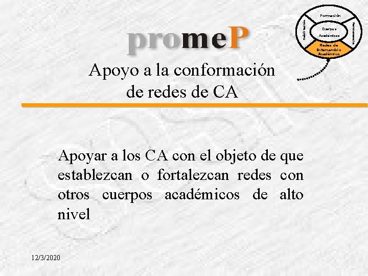 Cuerpos Académicos Redes de Intercambio Académico Apoyo a la conformación de redes de CA