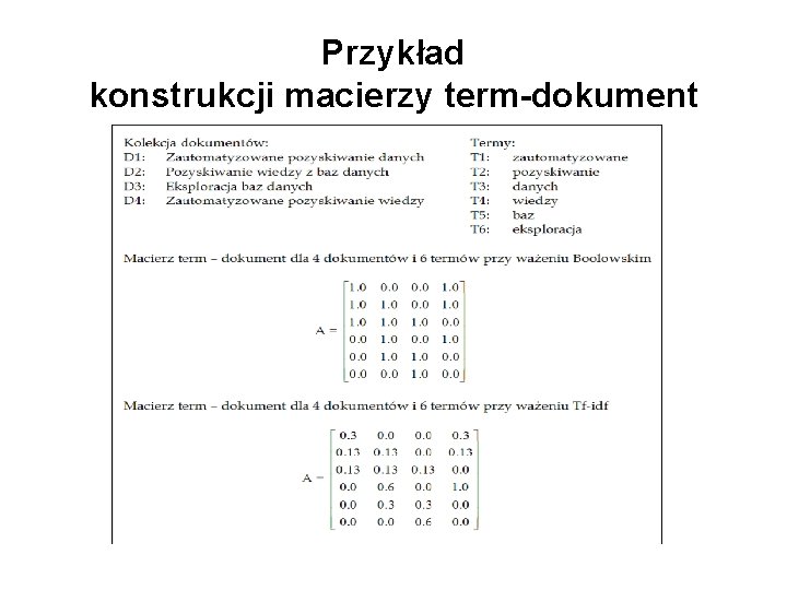 Przykład konstrukcji macierzy term-dokument 