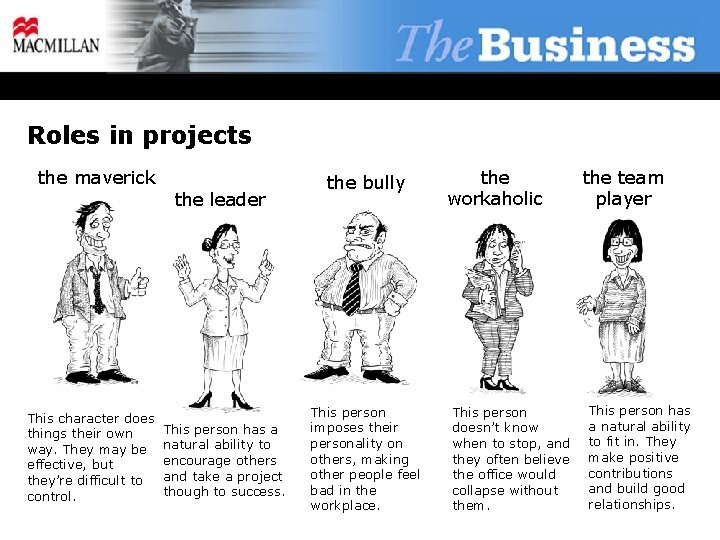Roles in projects the maverick the leader This character does things their own way.